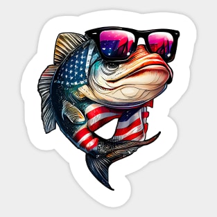 Cool American Bass Fish #4 Sticker